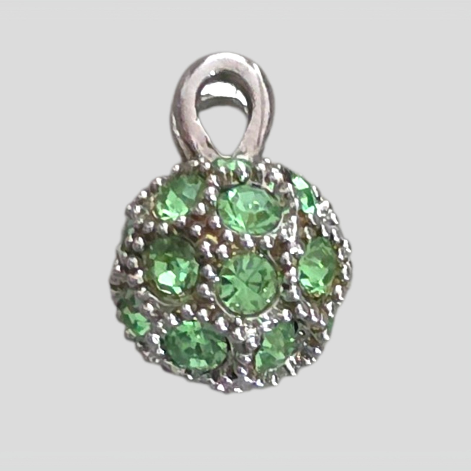 Rhinestone Orb Charm Pendant Silvertone Statement Elegant Minimalist