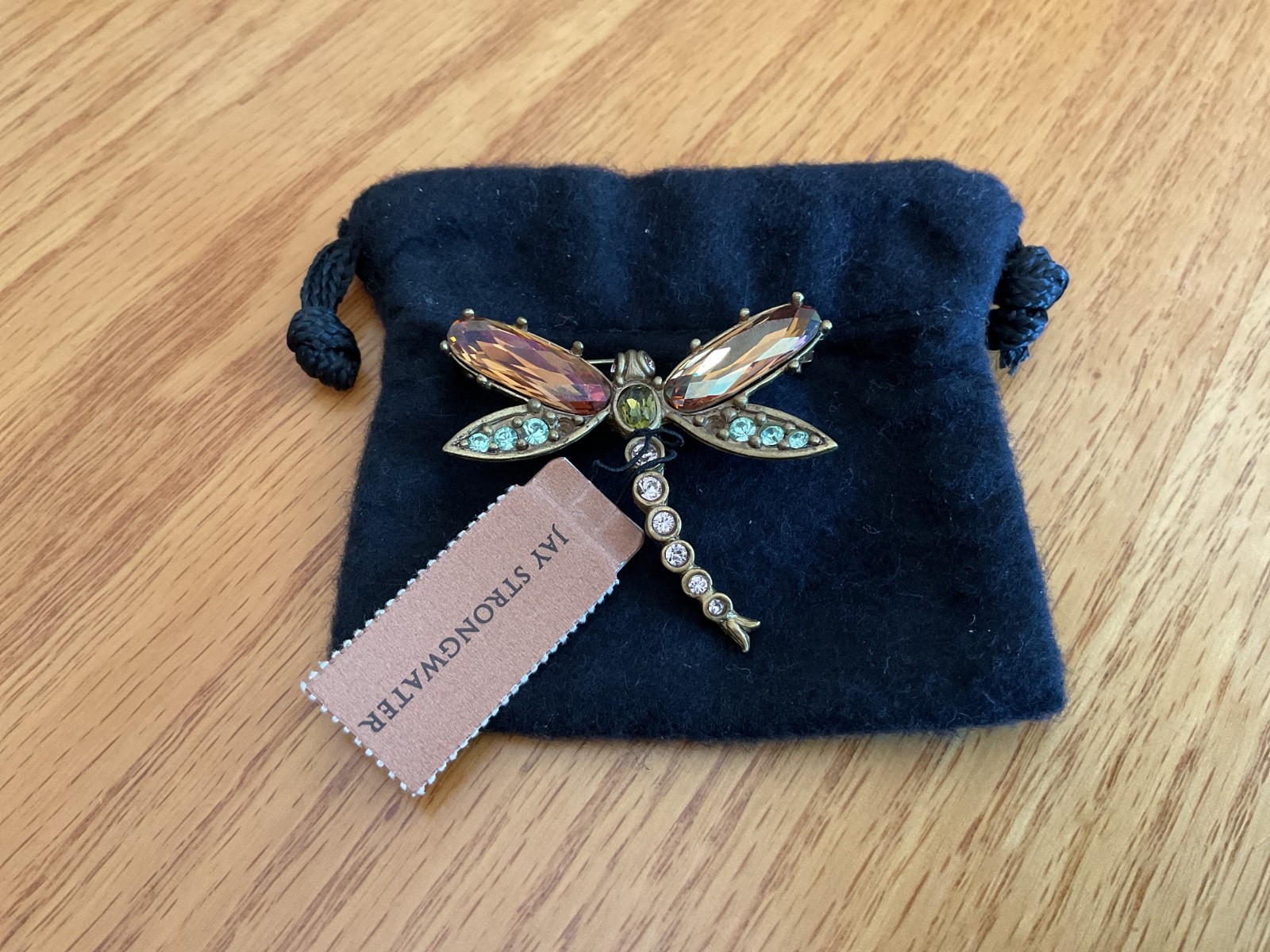 Jay Strongwater Crystal Dragonfly Pin/ Brooch Small – Signed, NEW IN BOX