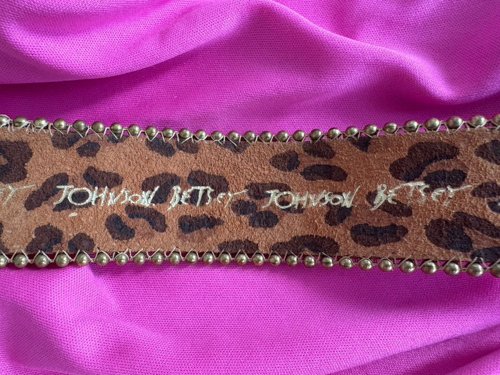 Betsey Johnson Vintage Tattoo Pink Rose Thorn Gold Leather Strap Bracelet RARE