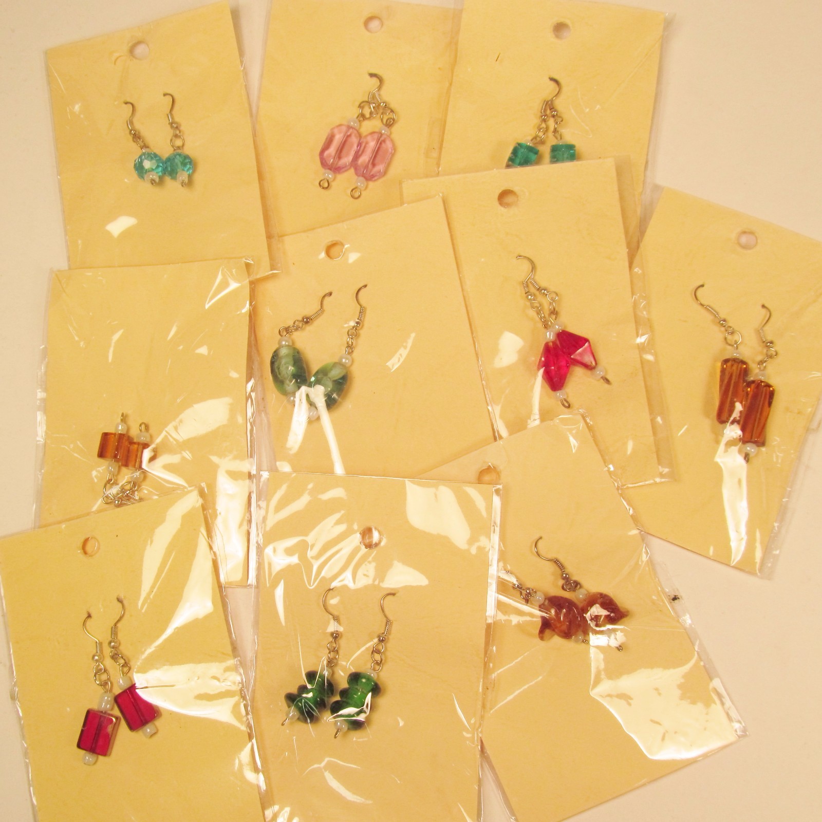 Wholesale Lot 10 PCS Assorted Styles & Colors Handmade Glass Bead Drop Earrings