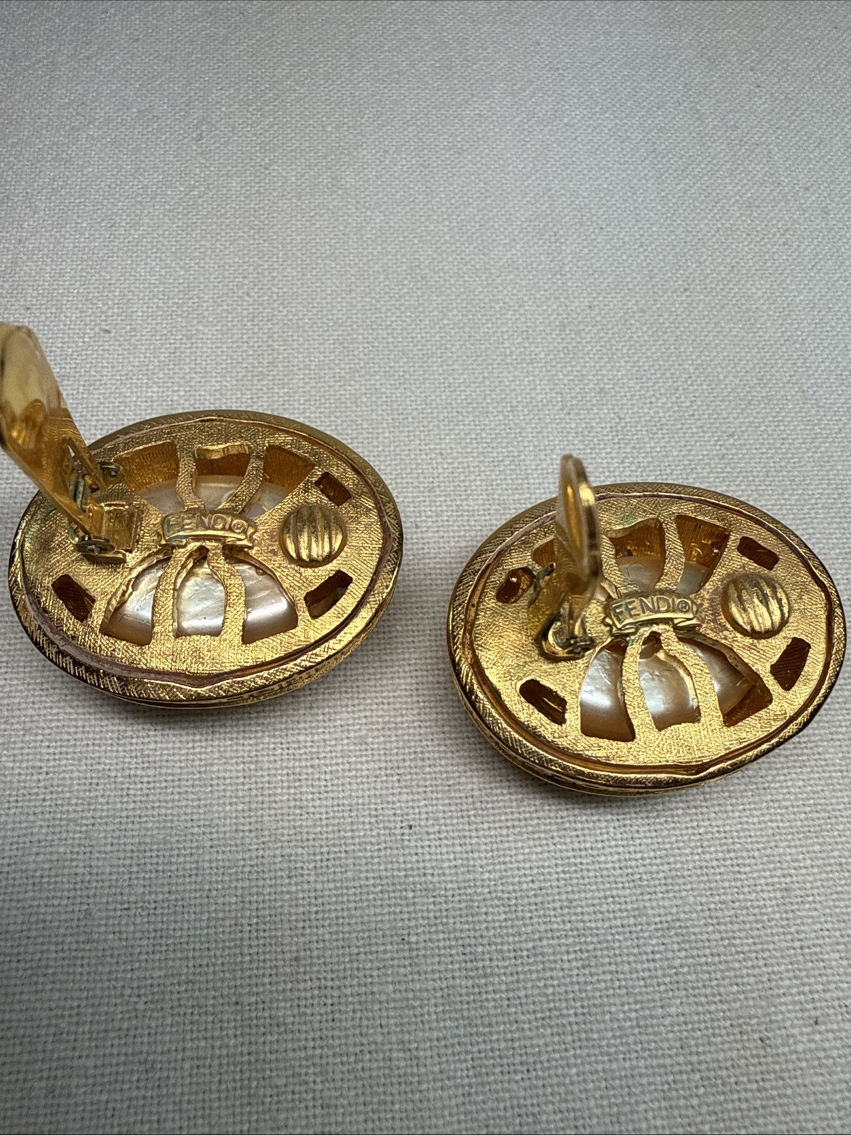 Fendi Faux Pearl Clip On Earrings Stunning!!