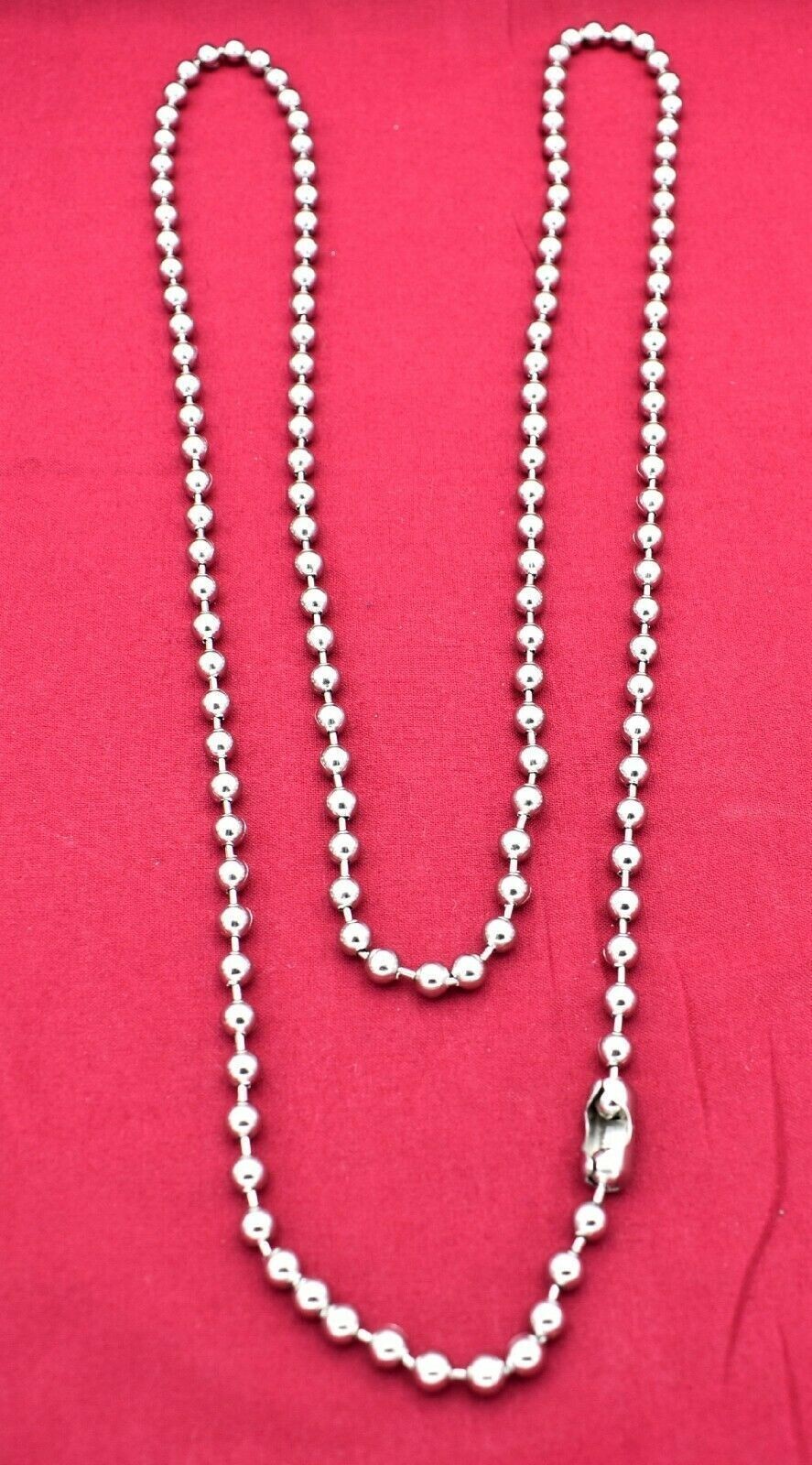 84 INCH 6MM STAINLESS STEEL SILVER BALL CHAIN WITH A MILITARY CLASP