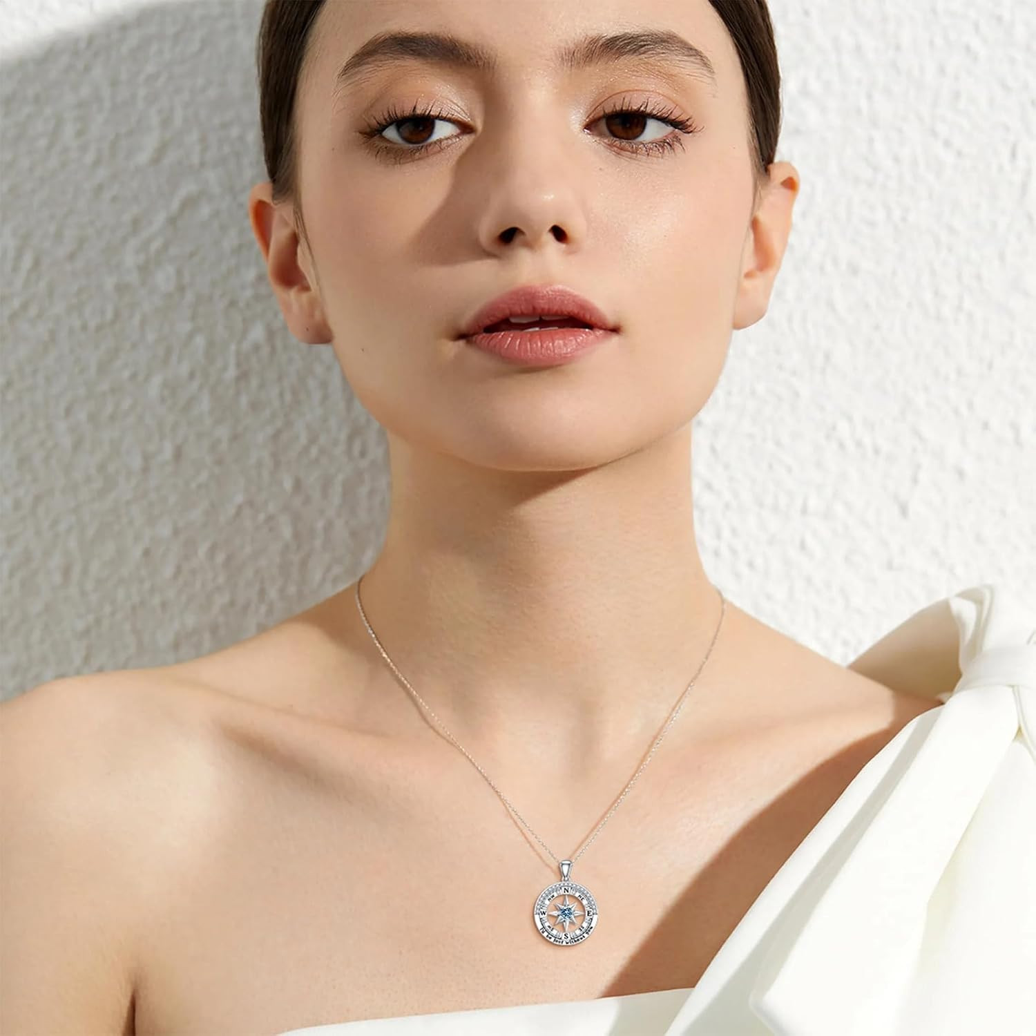 Compass Necklace for Women I’D Be Lost without You Jewelry Birthstone and 0.15Ct