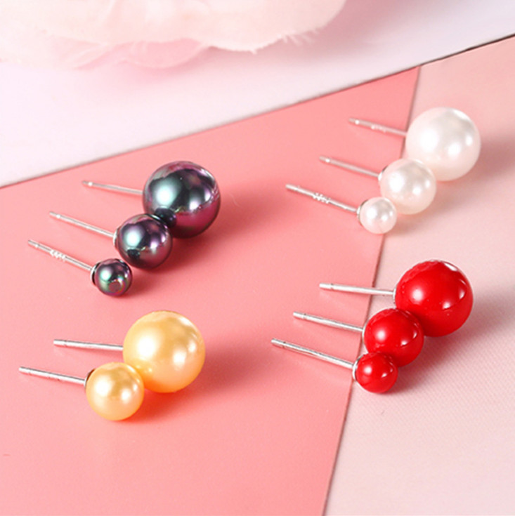 Sterling Silver 4/5/6/8/10mm Natural Sea Shell Pearl Stud Post Earrings Gift Box