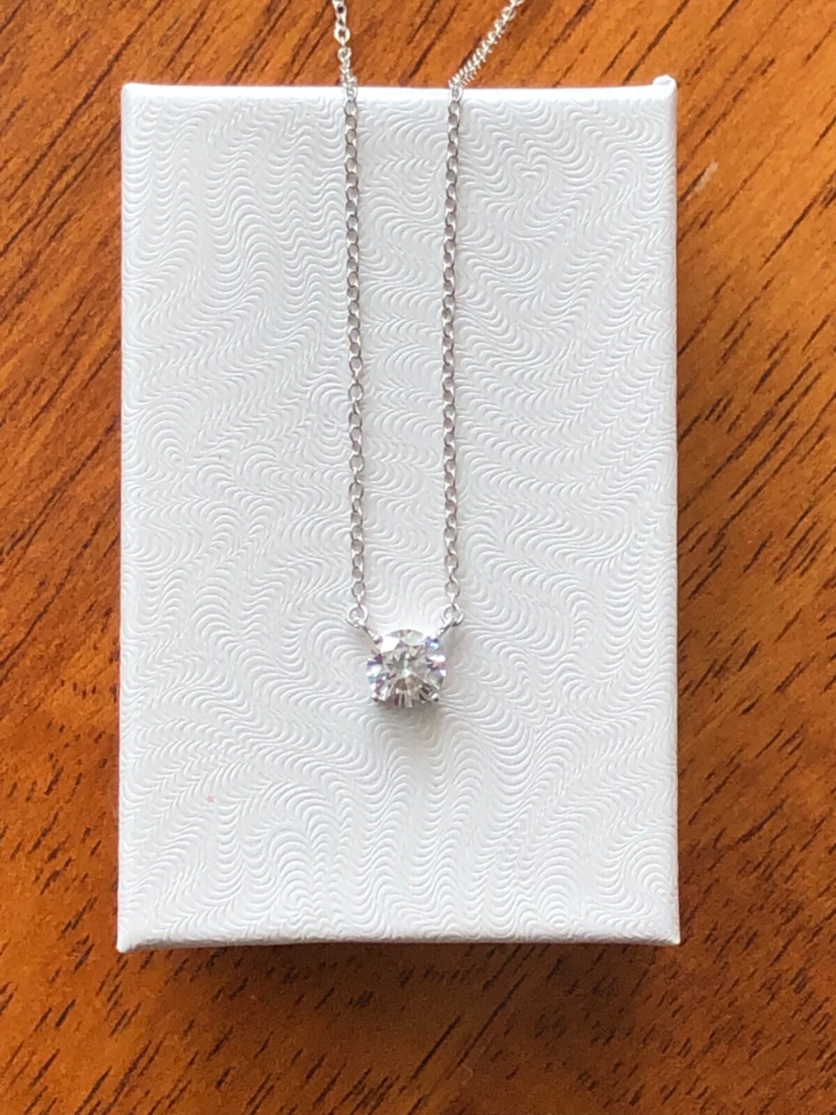 925 Sterling Silver Small Cz Solitaire Pendant Necklace Round 5.8mm 17.25″