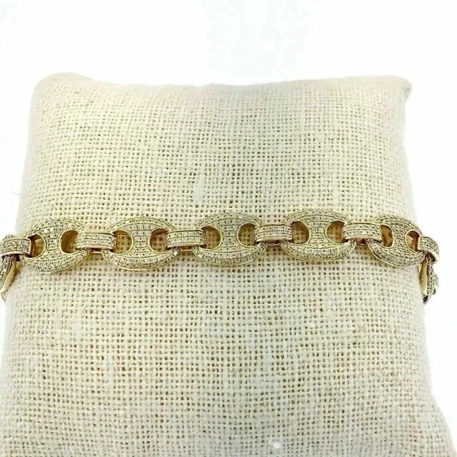 9Ct Round Cut Simulated Diamond Engagement Tennis Bracelet 14KYellow Gold Plated