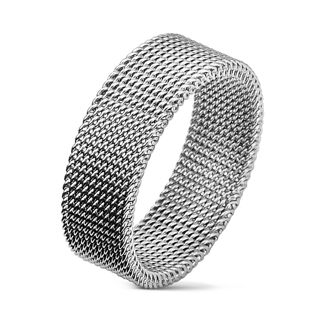 316L Stainless Steel Ring Flexible Silver Mesh