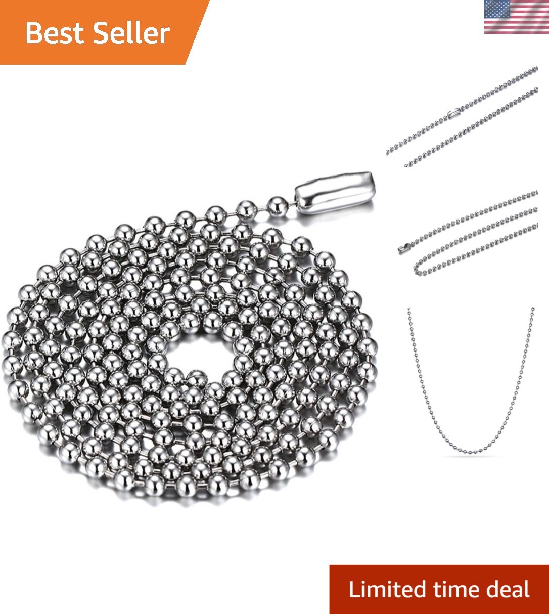 Stylish Titanium Stainless Steel Beaded Necklace – Silver, Gold & Black Colors