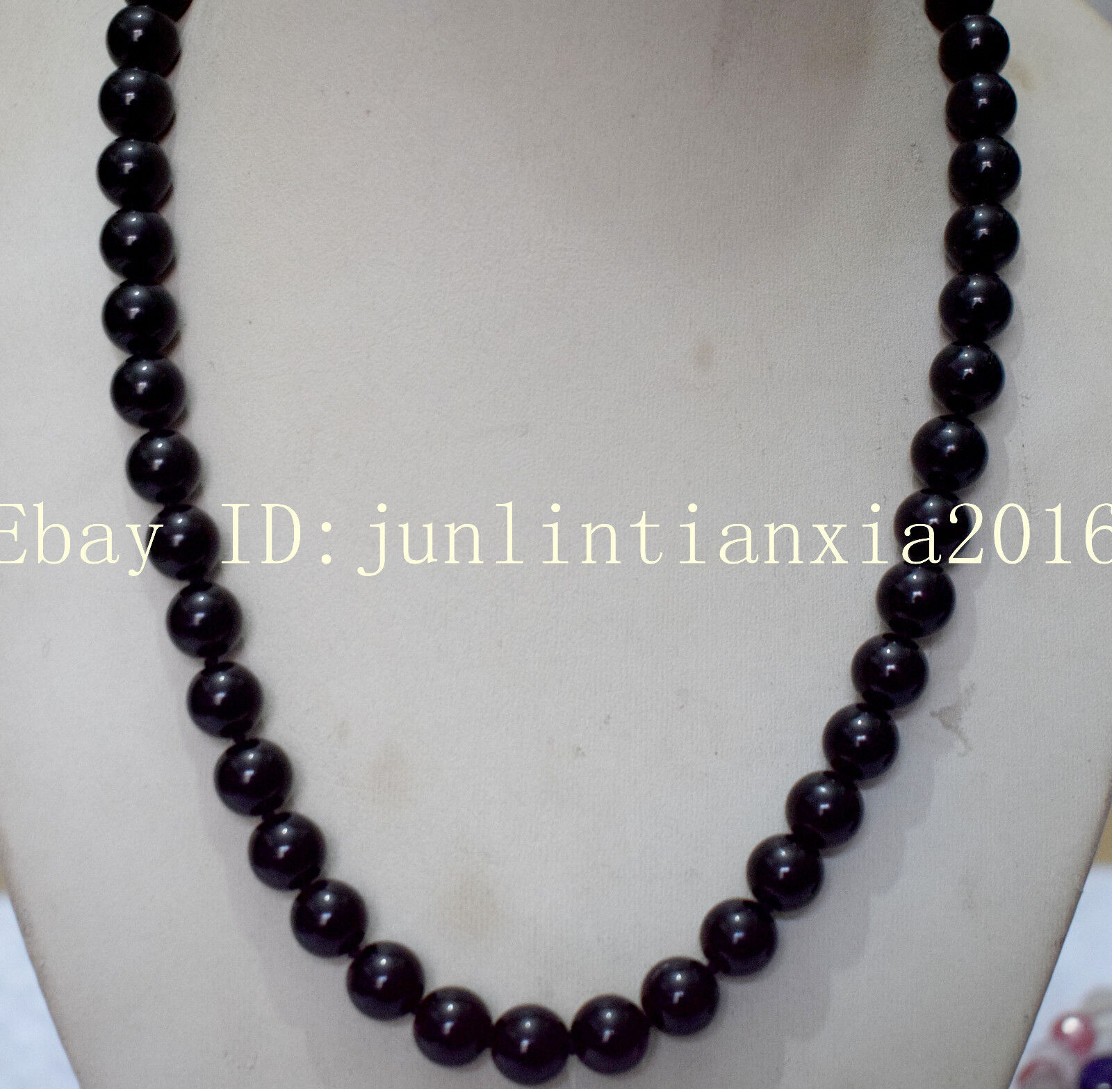 Natural 8mm-14mm Black Agate Onyx Gemstone Round Beads Necklace 24”-100” AAA