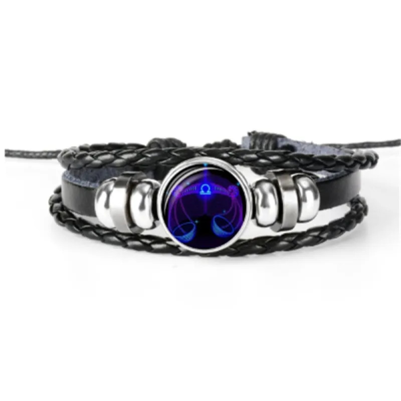12 Zodiac Constellation Bracelet Luminous Braided Adjustable Men Women Kids