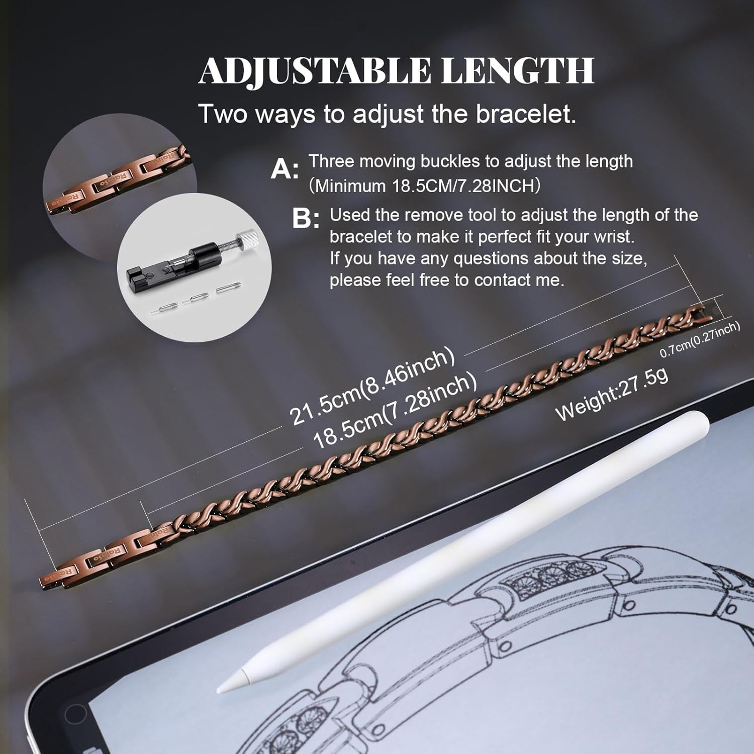 Magnetic Copper Bracelets for Women – 99.99% Pure Solid Copper Bangle with 3 …