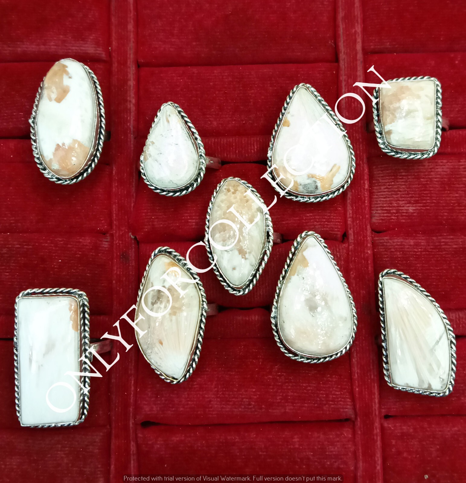 Pink Scolecite Gemstone 925 Sterling Silver Plated Handmade 50 PCs Rings Lot