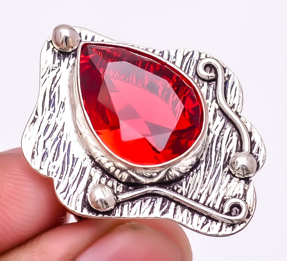 Mozambique Garnet Gemstone 925 Silver Plated Jewelry Ring s.6.5 S2753