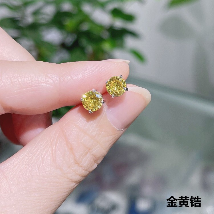 Colorful AAA Cubic Zirconia Stud Earrings Women’s Four-claw Cute Zircon Stud Ear