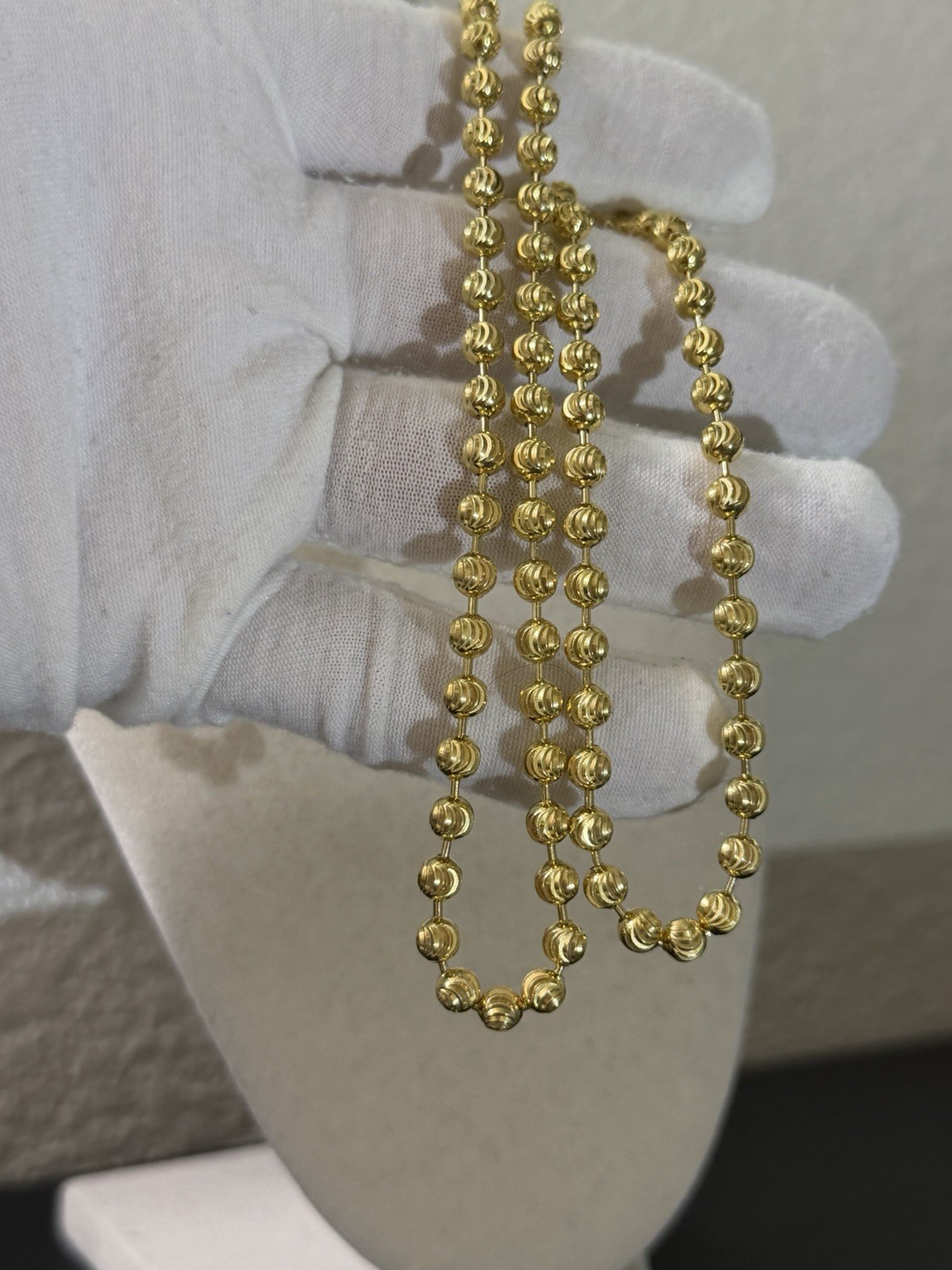 22 inch 4.9mm – Gold Over 925 Sterling Silver Mooncut Bead Chain