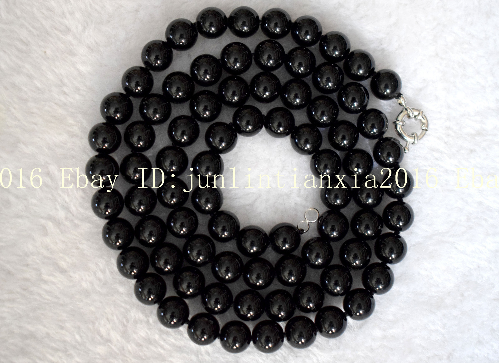 Natural 8mm-14mm Black Agate Onyx Gemstone Round Beads Necklace 24”-100” AAA