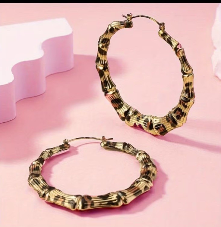 Big Earrings Leopard Print Hoops Round Gold Chunky Statement Large