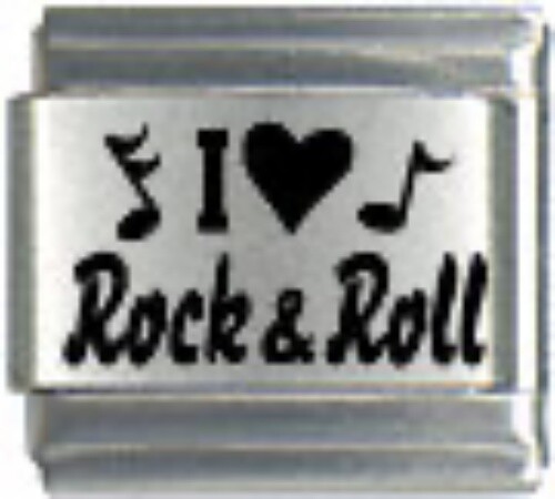 I LOVE ROCK & ROLL ITALIAN CHARM BRACELET LINK 9MM STAINLESS STEEL