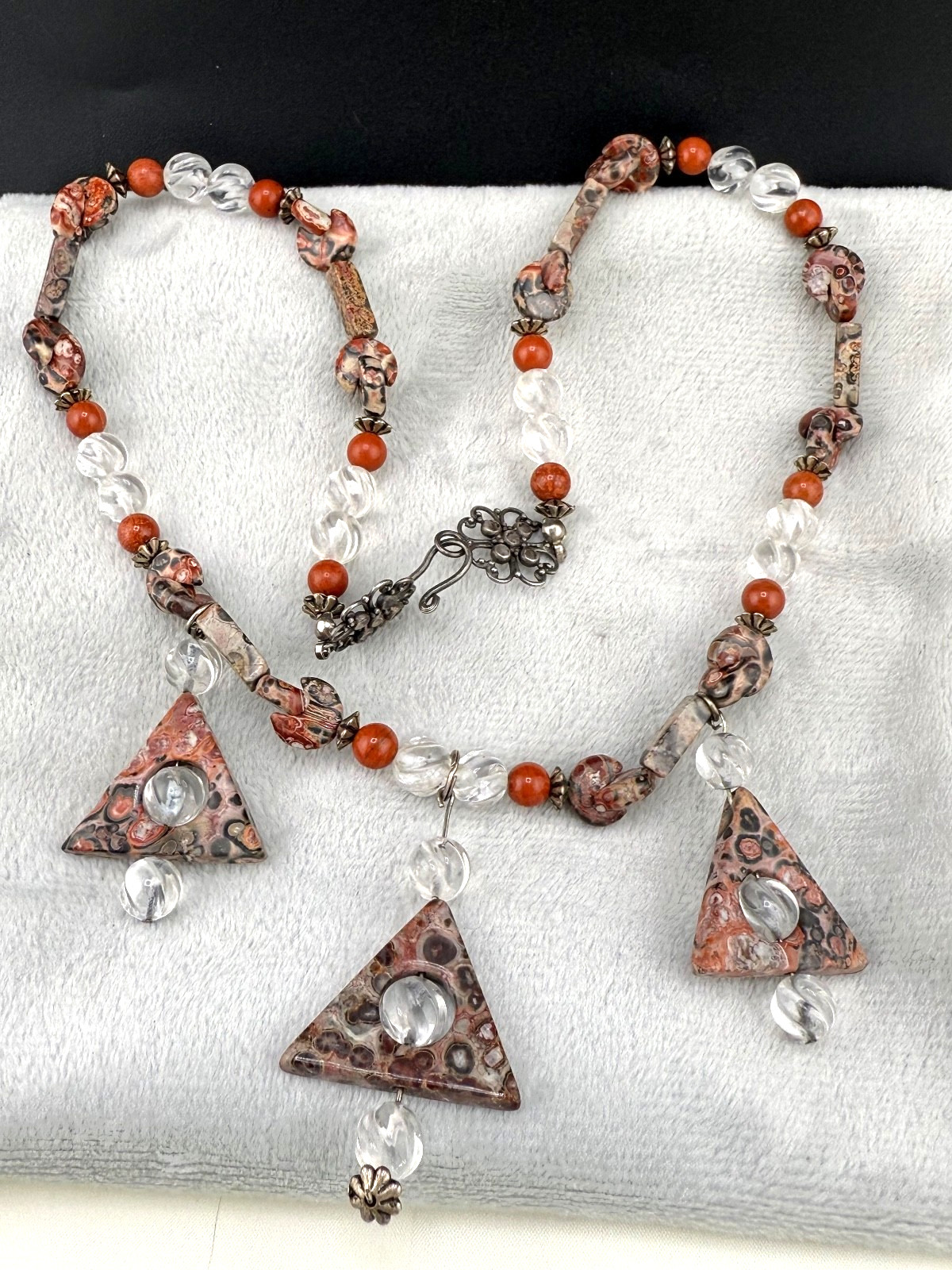 Vintage Jasper Necklace Polished Stone Chunky 20”