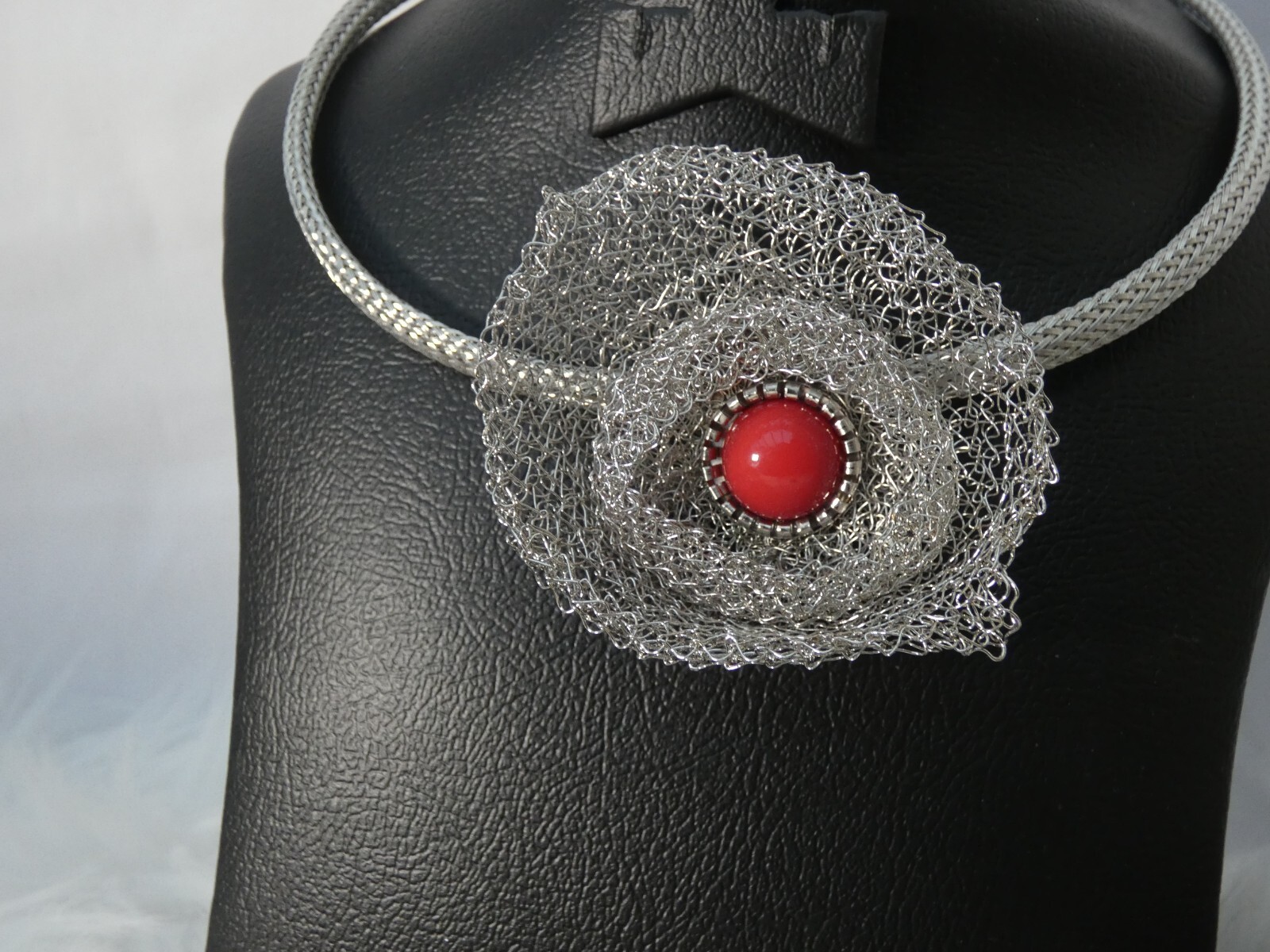 Silver Red Latest Design 4 Pcs Silver Wedding Necklace Jewellery set