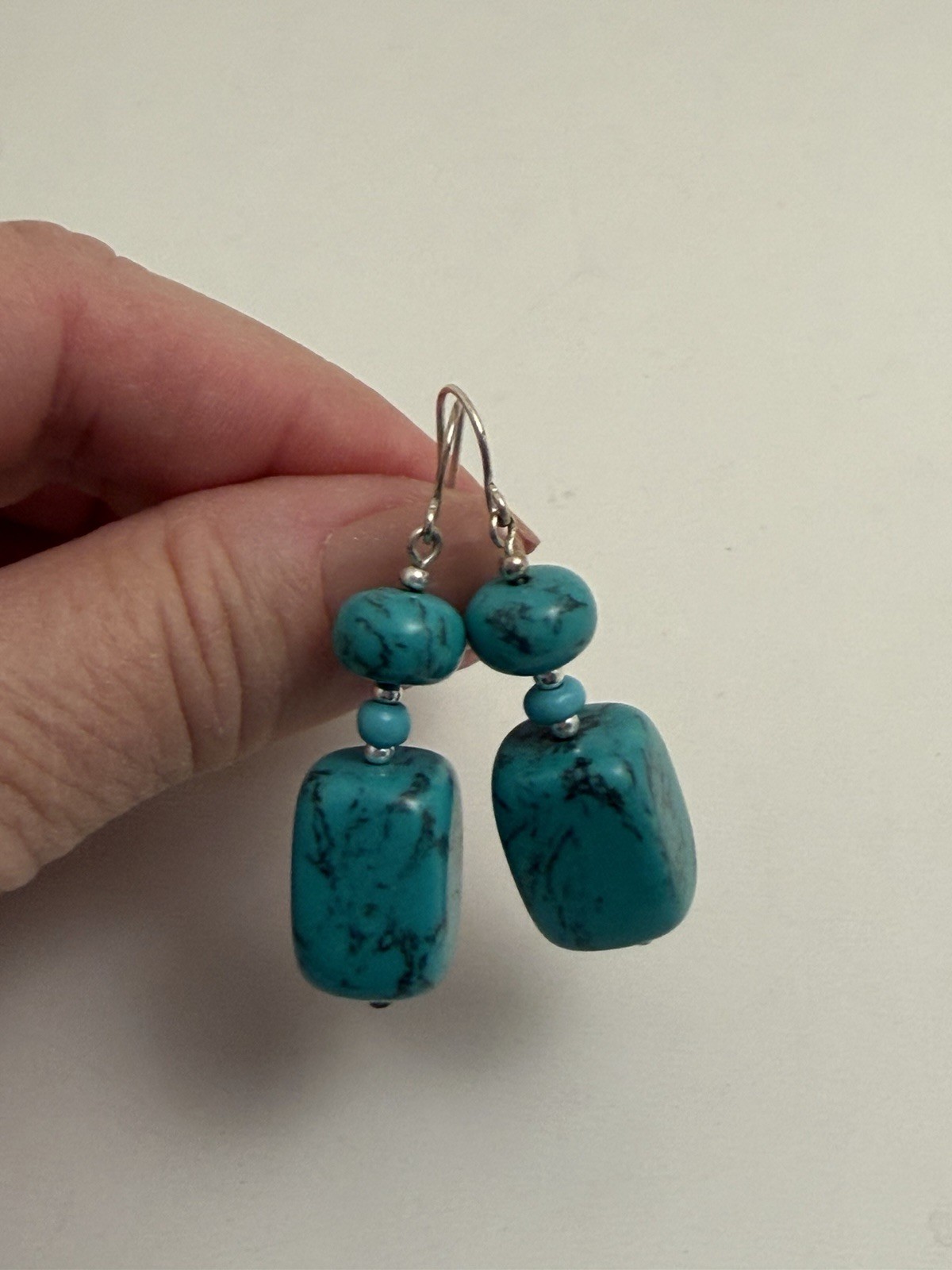Premier Designs ‘CABO’ 1.5” Faux Turquoise Squared Dangle Earrings 13.2grams