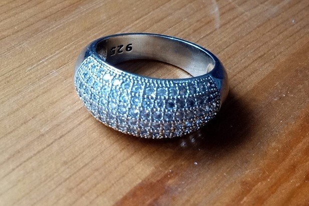 925 Sterling Silver Cubic Zirconia Dome Cocktail Ring Multi Row Pave