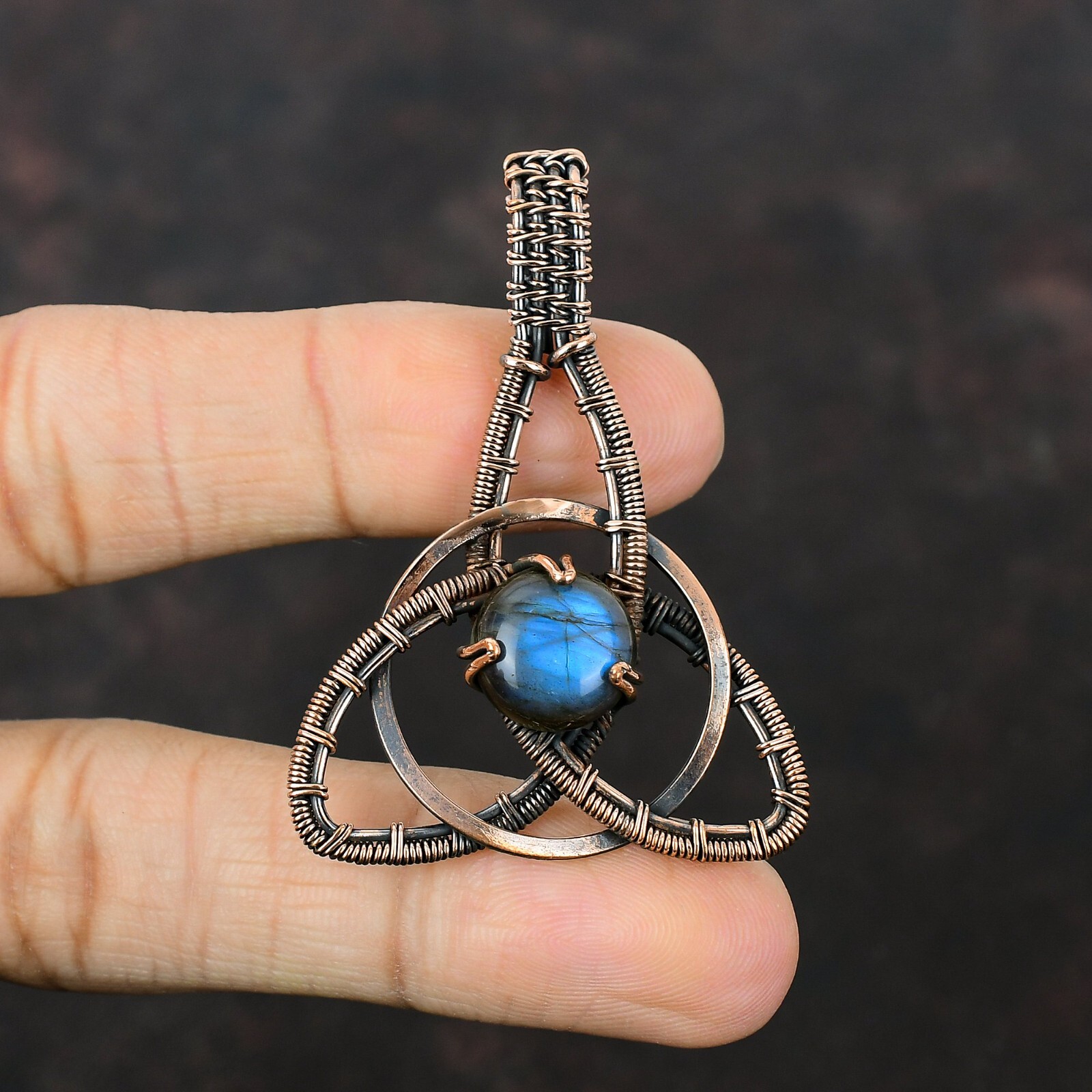 Labradorite Gemstone Jewelry Copper Gift For Love Wire Wrapped Star Pendant 2.2″