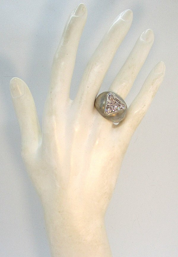 925 Sterling Silver and CZ Ring 17.0 grams size 6 3/4 CZ approximately 5 ct