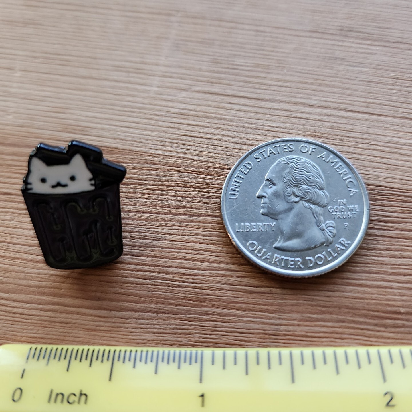 Itty bitty trash can kitty cat enamel pin humor adulting life cute brooch funny