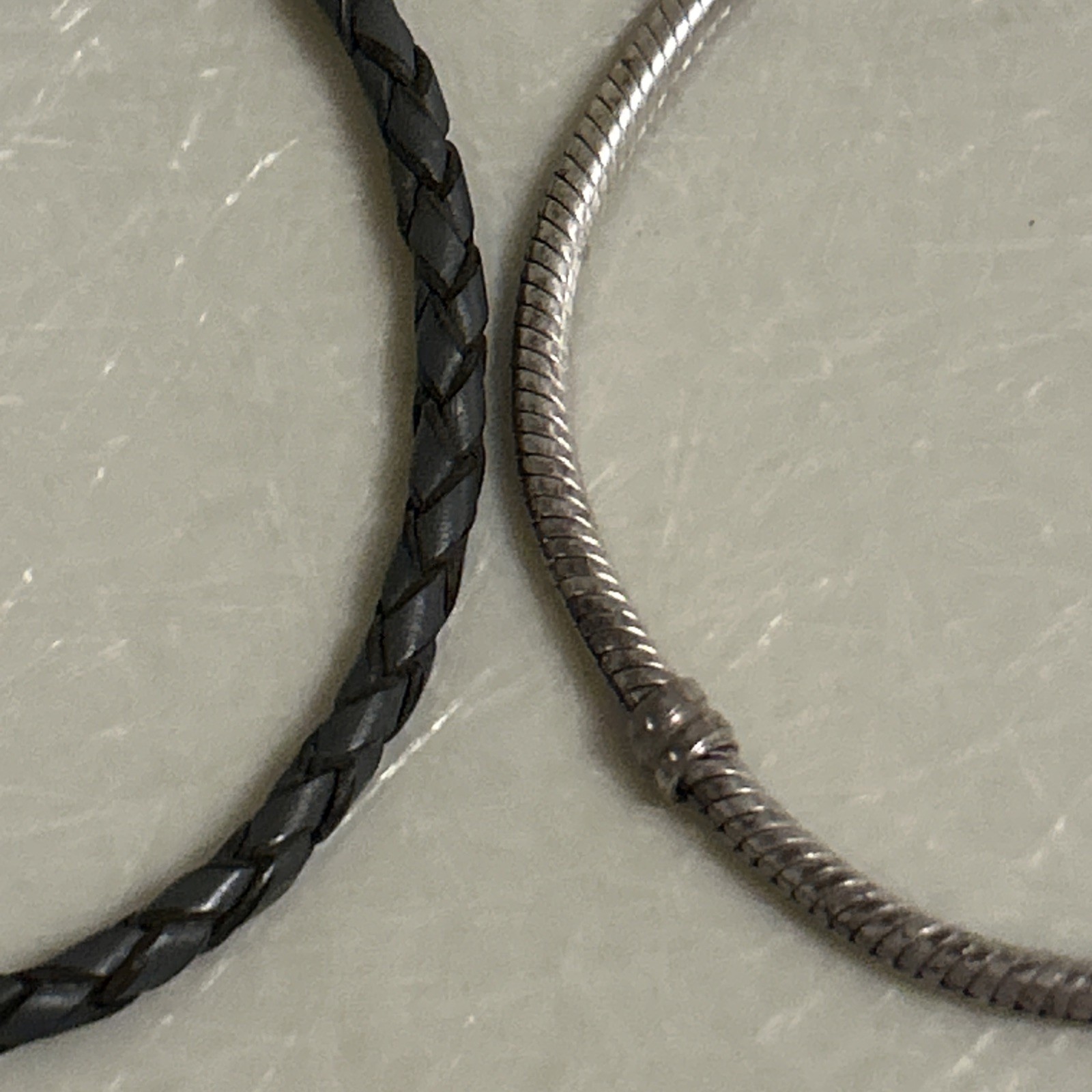 Two Pandora Bracelets 7 Inch Silver and 7 Inch Rope Used