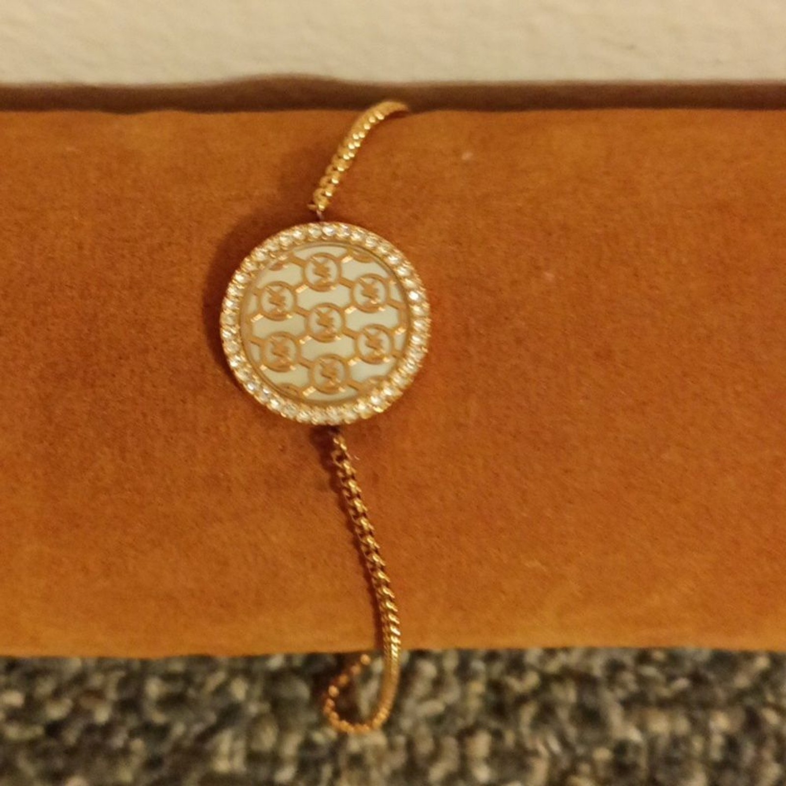 Michael Kors rose gold rhinestone zip bracelet