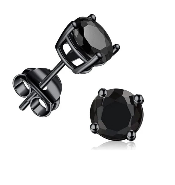 1.00 Ct Round Cut Created Black Diamond Stud Earrings 14K Black Gold Finish