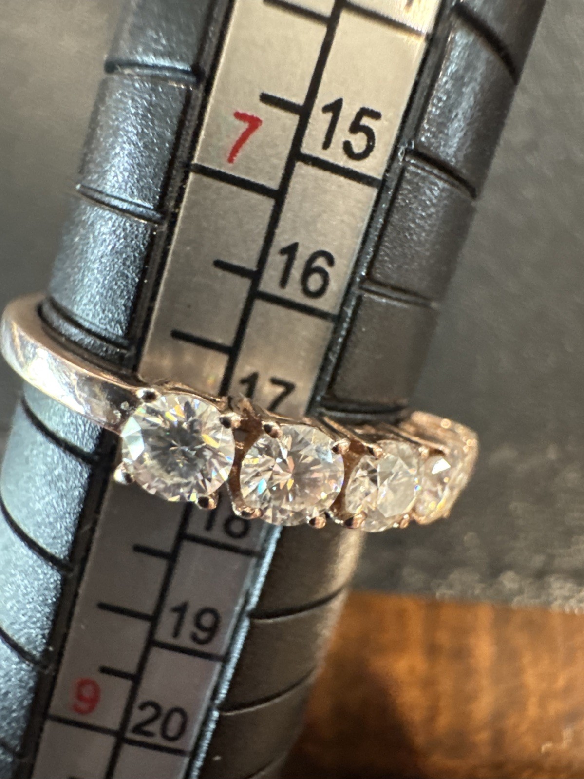 Lab Created Moissanite Ring, 5 Stone Pavé, In 18K Rose Gold Plated -Sz 8