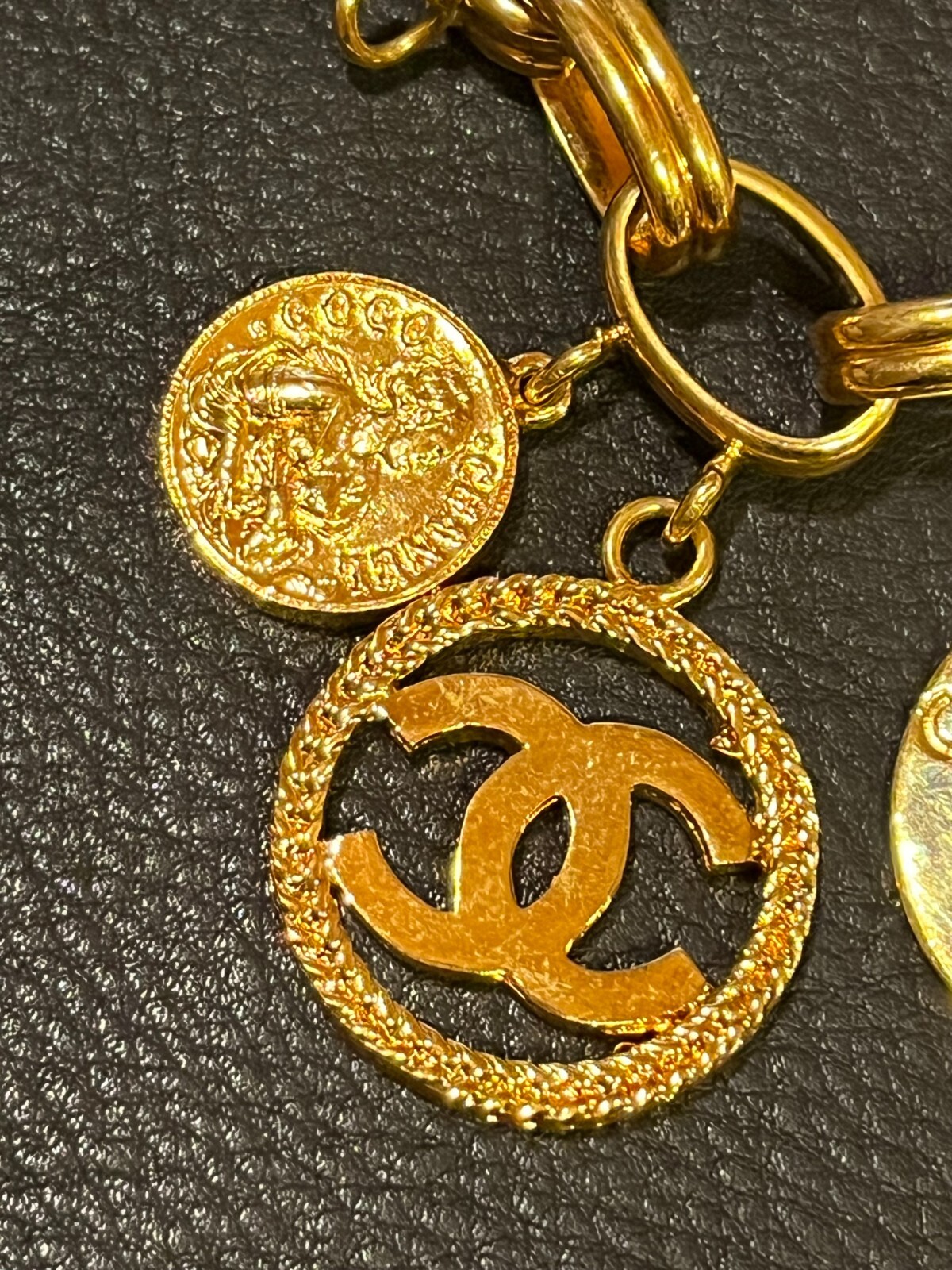 CHANEL Bracelet Bangle AUTH Coco Mark chain Logo Vintage Rare GOLD Icon 93A F/S