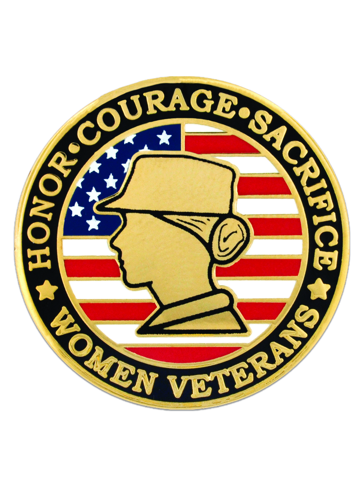 PinMart’s Female Women Veteran American Flag Military Enamel Lapel Pin