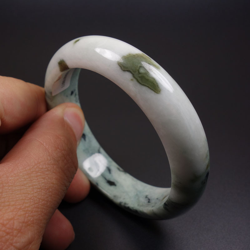 59mm Certified Grade A 100% Natural Green Jadeite Jade Bracelet Bangle Z07239