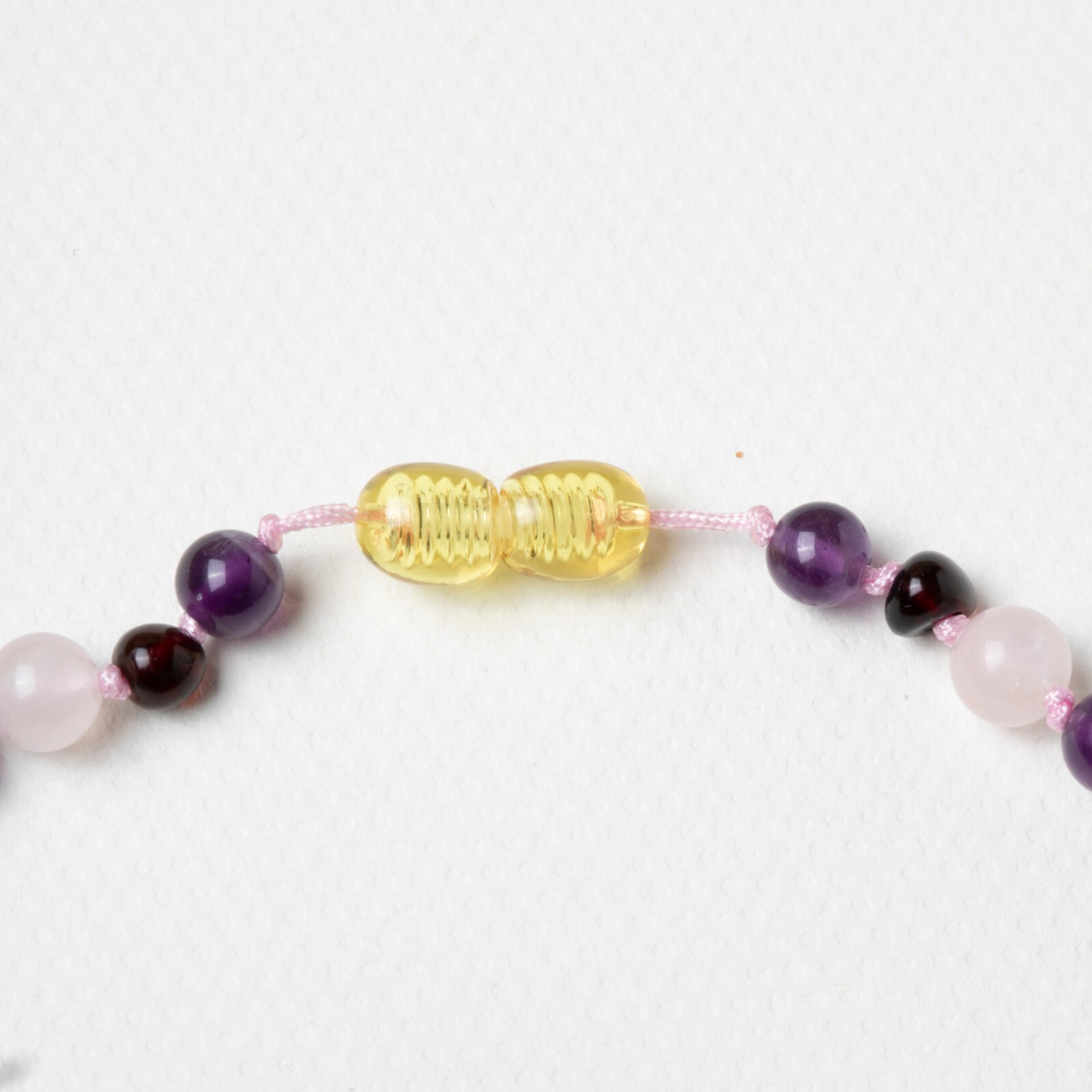 Healing Natural Stone Necklace for Babies – Amber, Rose Quartz, and Amethyst