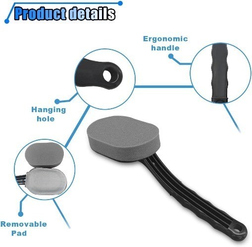 2-Piece Tire Shine Applicator Brush with Detachable Foam Pad and Cu Size: 2PCS
