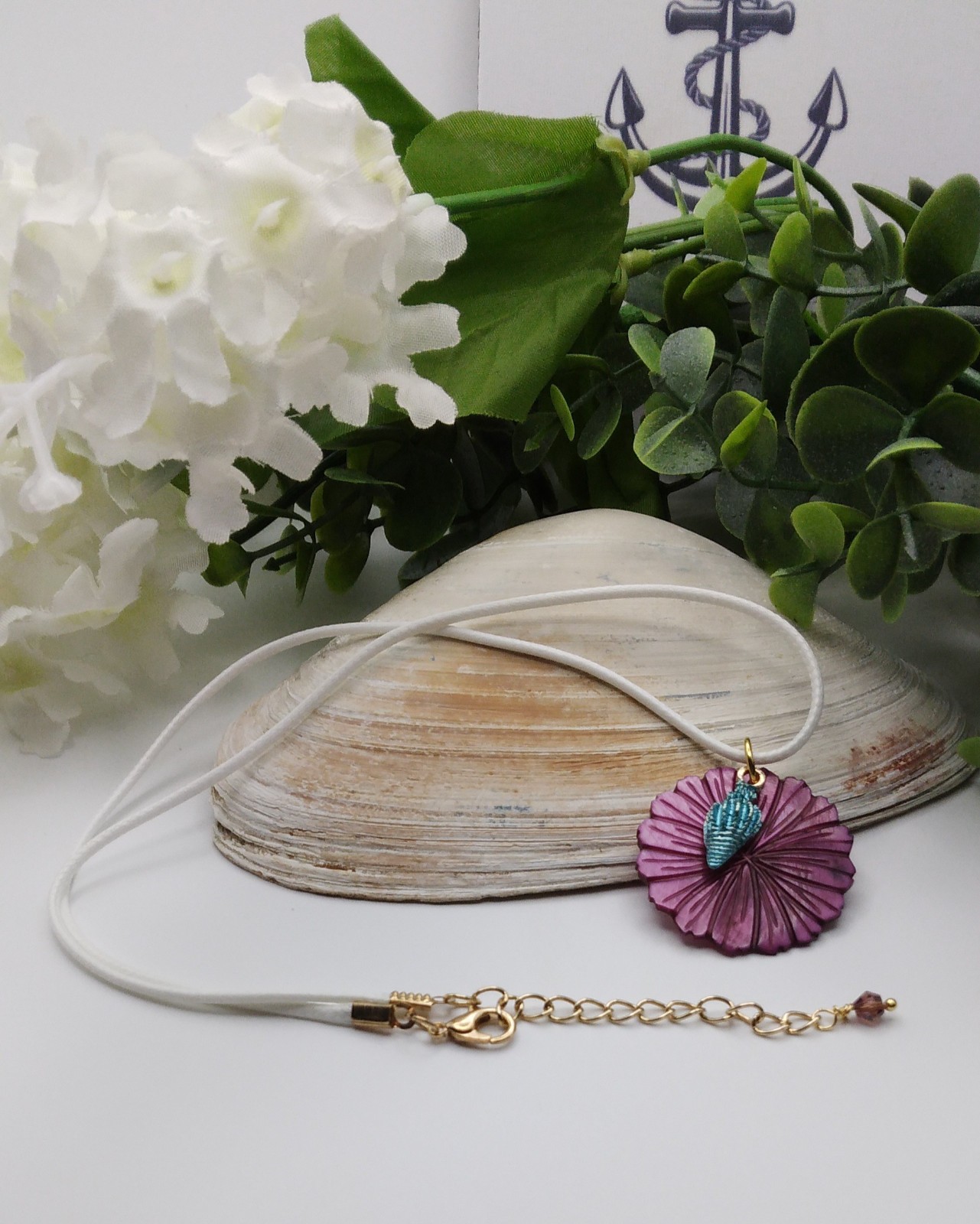 Carved Shell Ocean Necklaces RI Theme Adjustable Sea Pendant 17″ Choose Color US