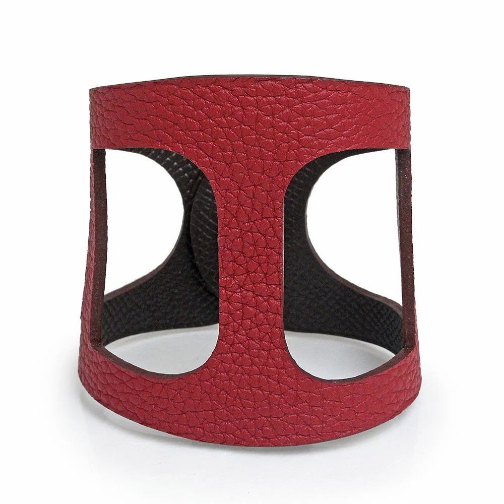 HERMES Petit H Nu Chaine d’Ancre Bracelet in Togo Leather, Epsom Leather Mint