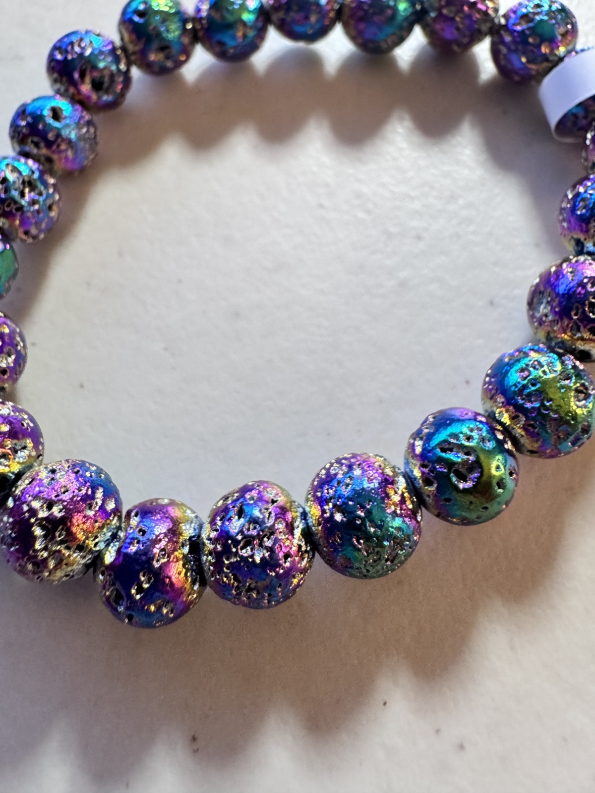 Rainbow Lava Beaded Stretch Bracelet