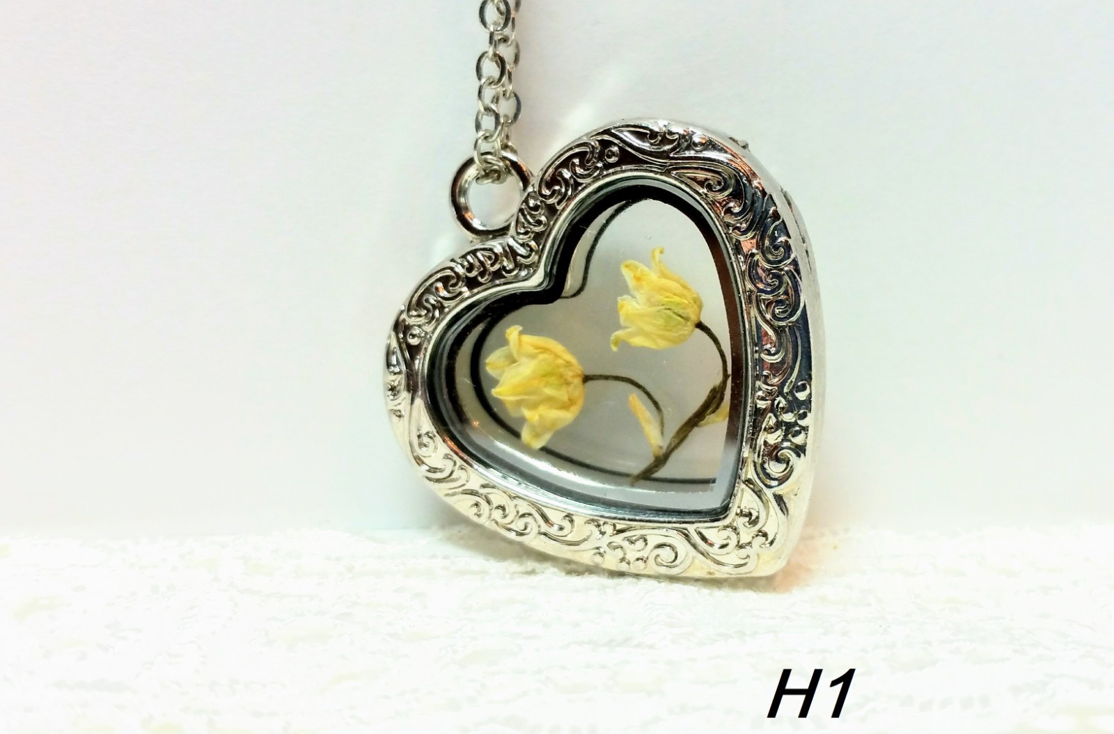 Pressed white Flower necklace Lily of the valley pendant necklace wedding gift