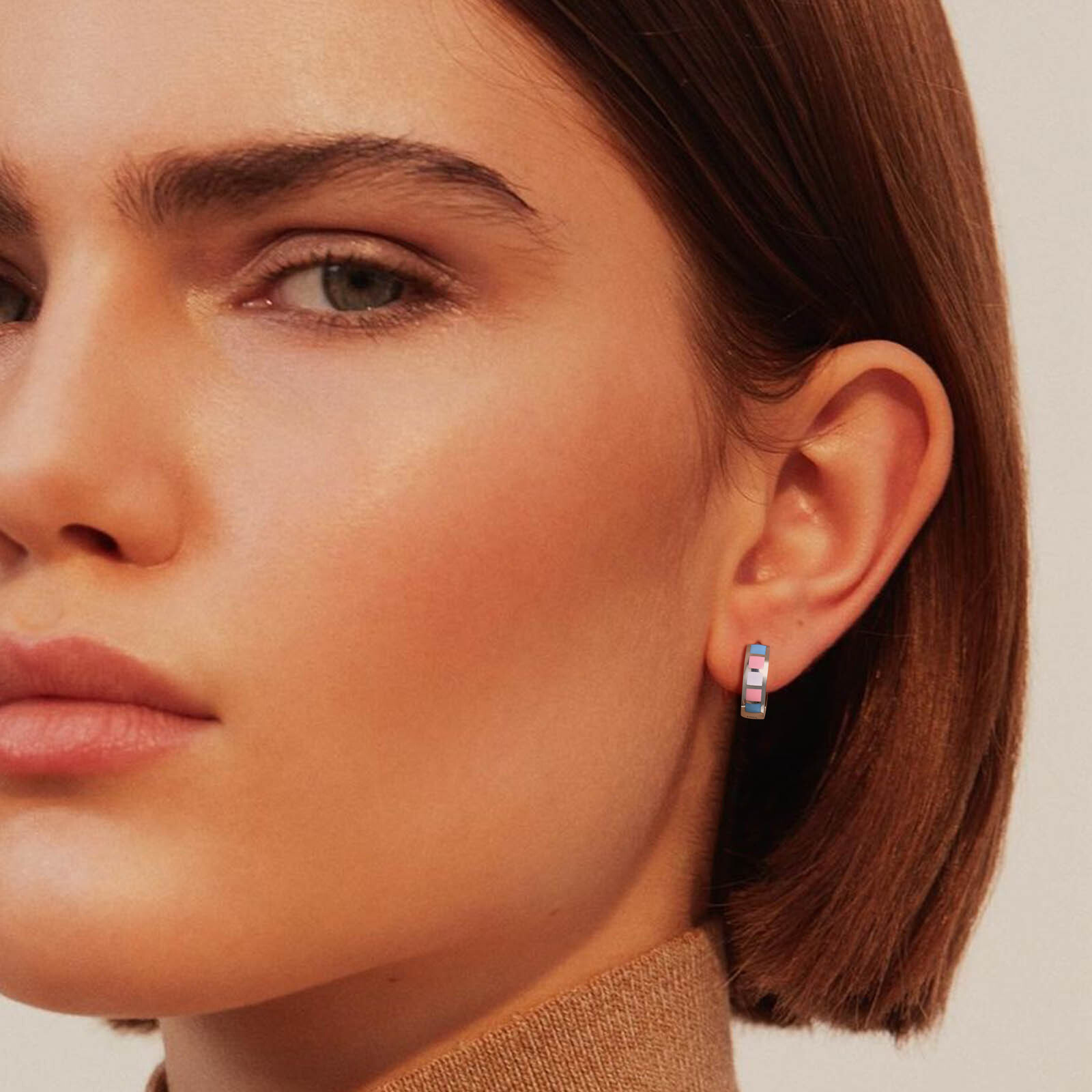 Vnox Small Hoop Earrings for Men Women LGBTQ Rainbow Pride Huggies Hoops Jewelry