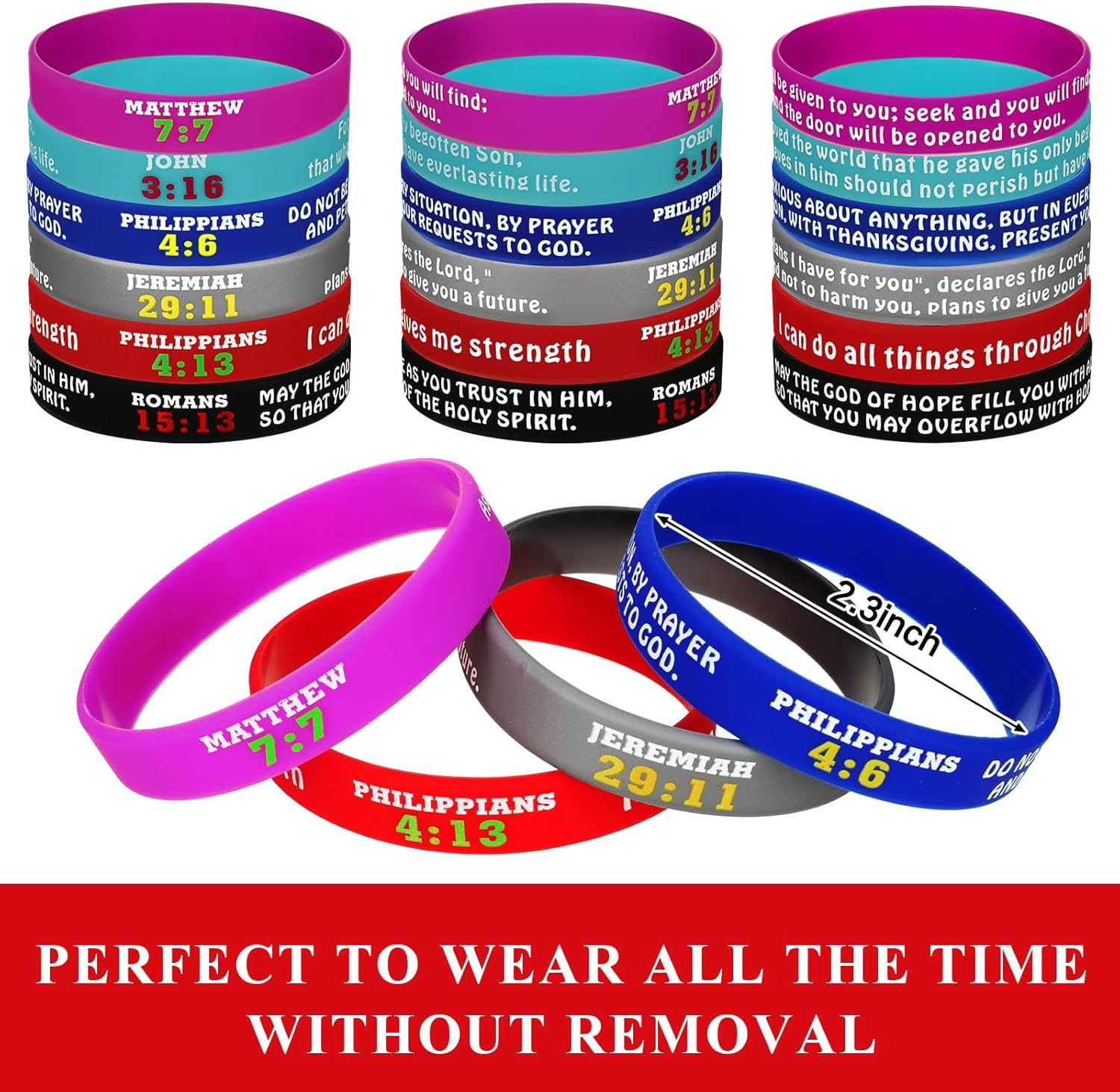 48 Pcs Bible Verses Bracelets Bulk Scripture Silicone Wristbands