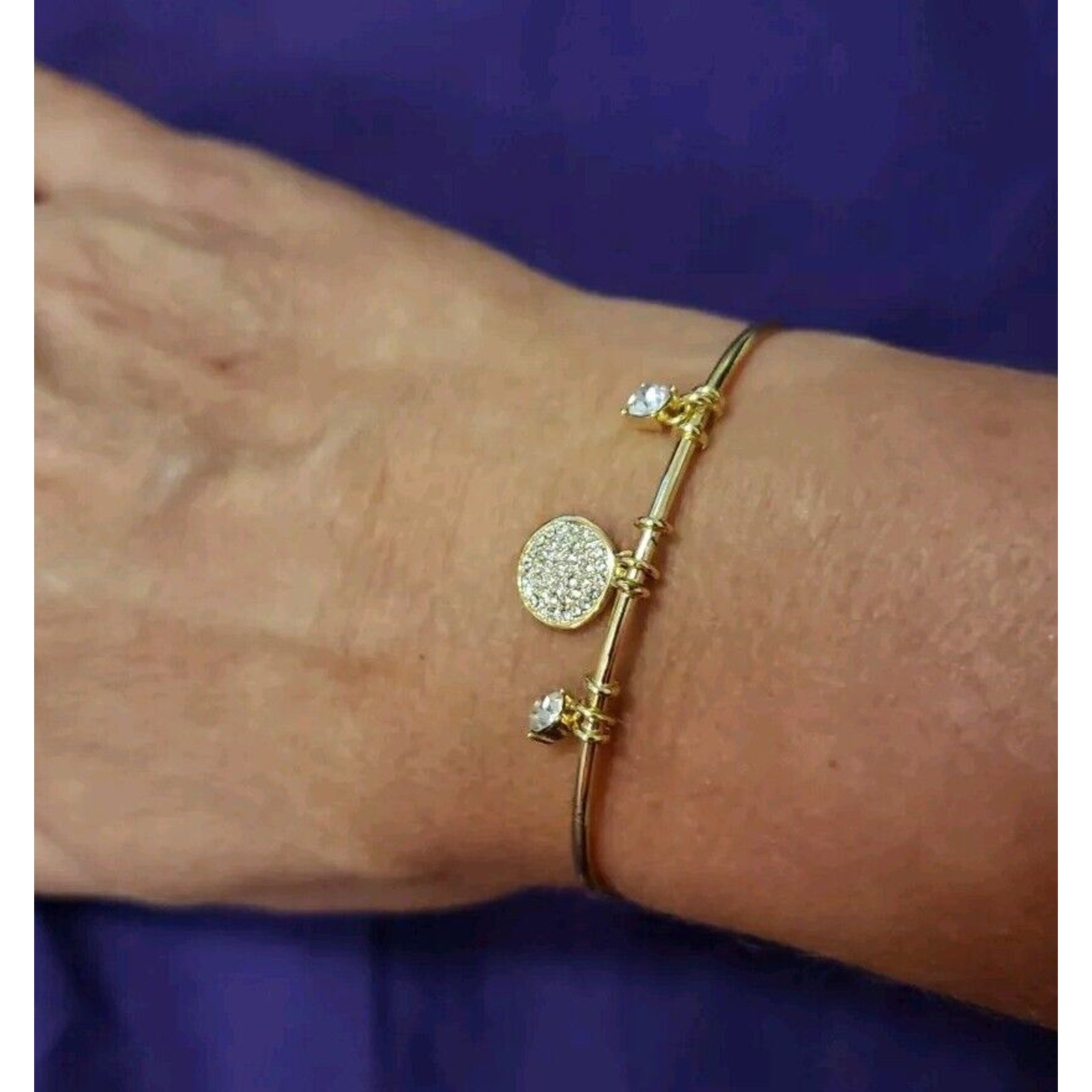 No Boundaries Sterling Silver 14KT Flash Gold Plated CZ Crystal Cuff Bracelet