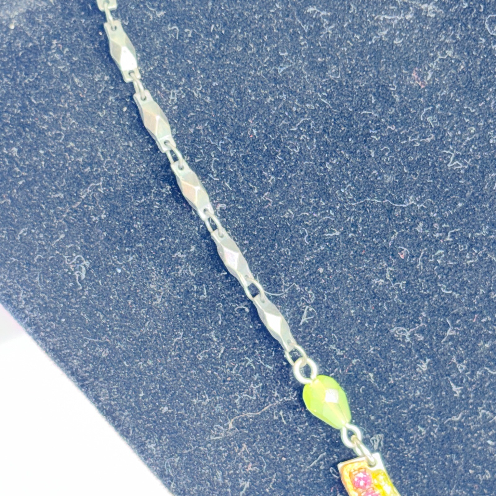 ADAYA Eye Necklace ~ Bead Mosaic by Israeli Artisan ~ Multicolor Crystals