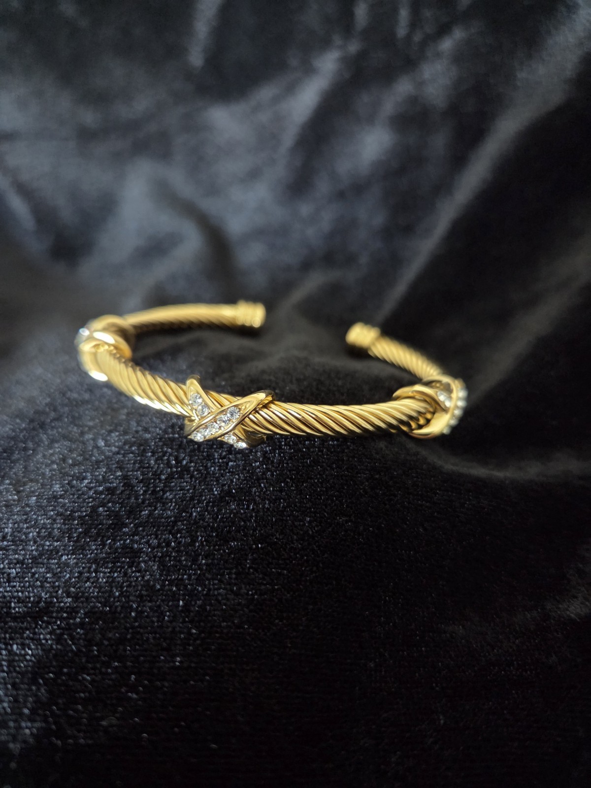 Gold-Tone Rope Chain Knot Cuff Bracelet Adjustable Open Bangle