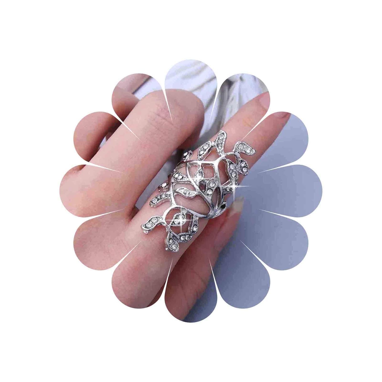 Vintage Crystal Leaf Ring Gold Cz Leaf Wrap Ring Rhinestone Finger Rings Spar…