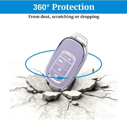 Soft TPU Key Fob Cover with Keychain, Key Case Shell Full Prot Color: B-purplee