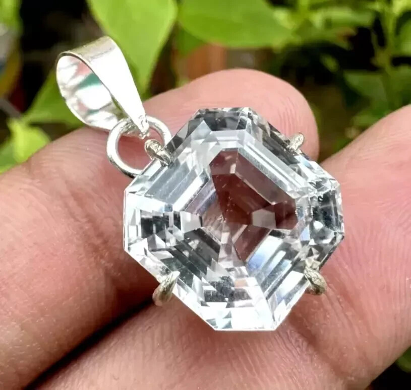 Natural 25 Ct Certified White Sapphire Loose Gemstone 925 Silver Pendant